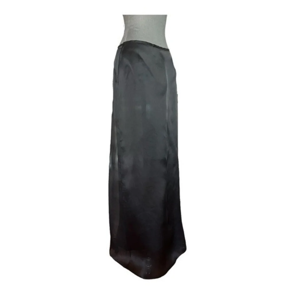 LAFAYETTE 148 Silk Maxi Skirt Black Organza Sheer Circle Women's Skirt Size 12